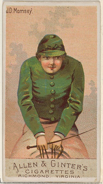 J.D. Morrisey, from the Racing Colors of the World series (N22a) for Allen & Ginter Cigarettes by Allen & Ginter, The Metropolitan Museum of Art