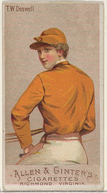 T.W. Doswell, from the Racing Colors of the World series (N22a) for Allen & Ginter Cigarettes