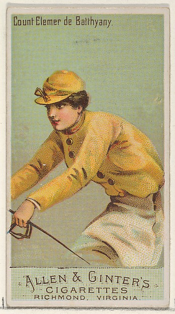Count Elemer de Batthyany, from the Racing Colors of the World series (N22a) for Allen & Ginter Cigarettes