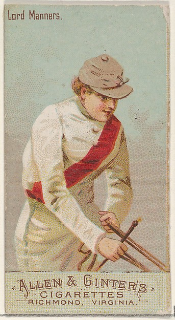 Lord Manners, from the Racing Colors of the World series (N22b) for Allen & Ginter Cigarettes