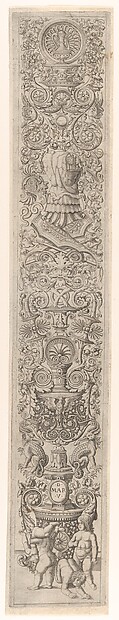 Candelabra grotesque with four children playing, from a series of twelve candelabra grotesques