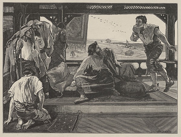 Job Receiving the Messengers, from "Dalziels' Bible Gallery"