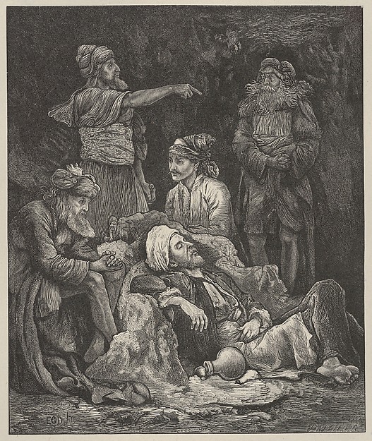 The Five Kings Hiding in the Cave, from "Dalziels' Bible Gallery"