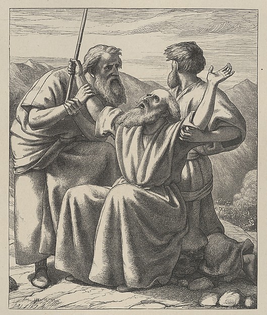 Moses' Hands Held Up, from "Dalziels' Bible Gallery"