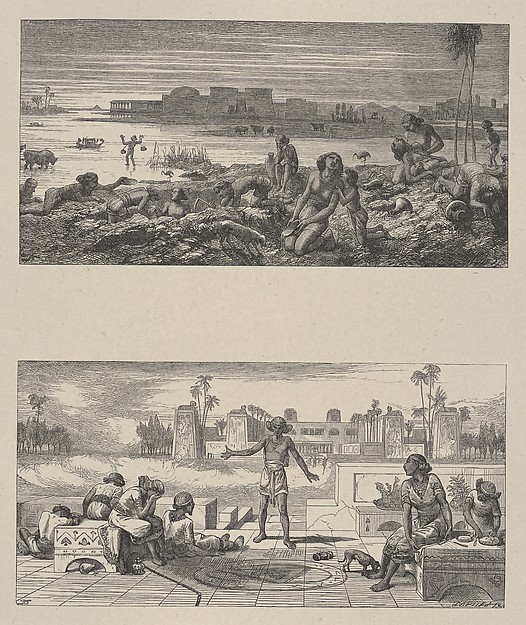 The Water Turned Into Blood–The Boils and Blanes, from "Dalziels' Bible Gallery"