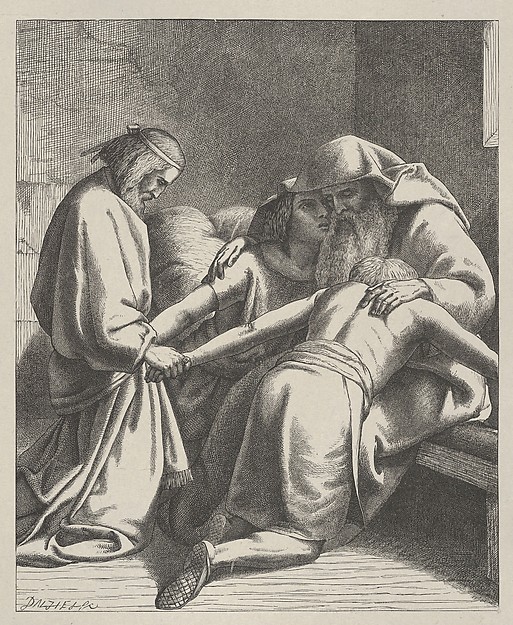 Jacob Blessing Ephraim and Manasseh, from "Dalziels' Bible Gallery"