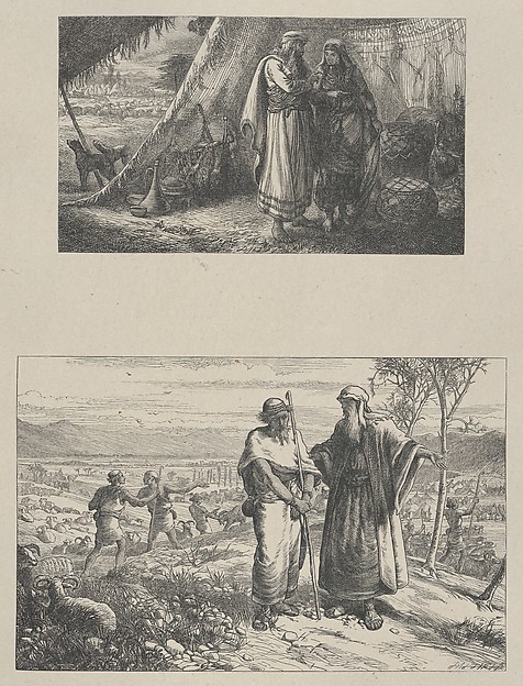 Abram Instructing Sarah–Abram Parting from Lot, from "Dalziels' Bible Gallery"
