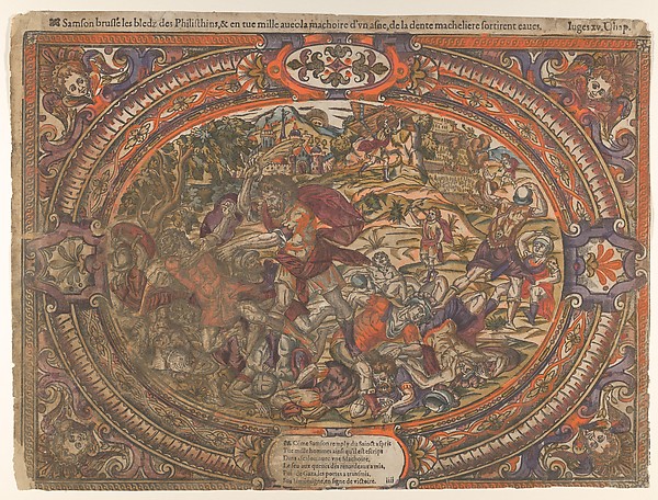 Battle against the Philistines, from "The Story of Samson" by Anonymous, French, 16th century