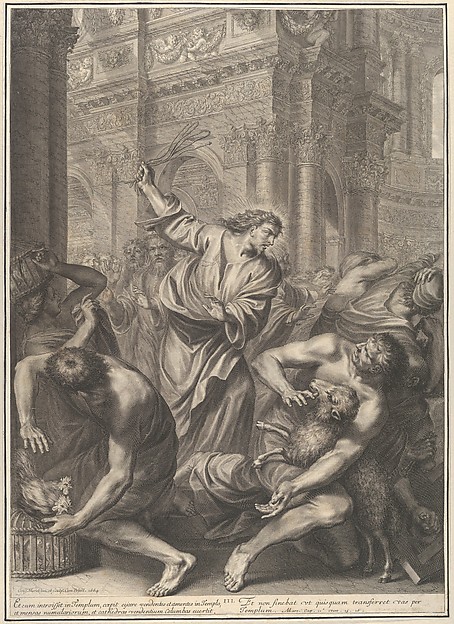 Christ Driving the Merchants from the Temple, from The Passion of Christ, plate 3 by Grégoire Huret