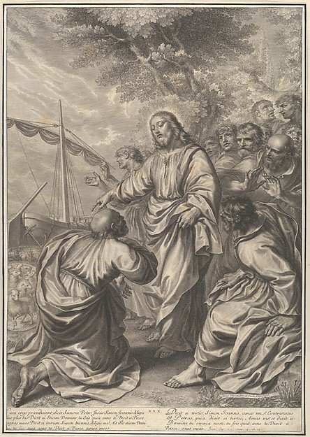 Christ Giving Custody of His Herds to St. Peter, from The Passion of Christ, plate 30 by Grégoire Huret