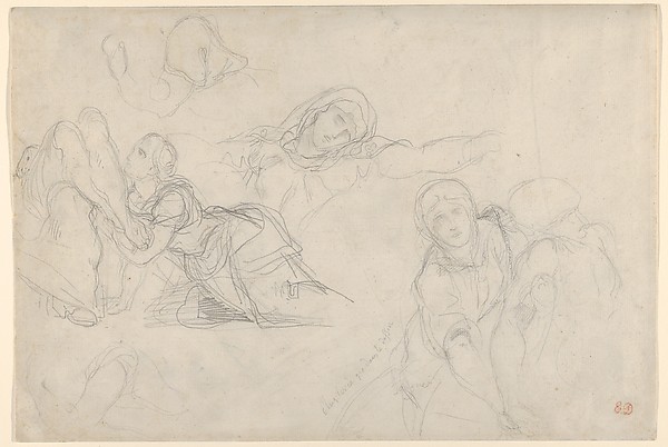 Studies of the Virgin and Holy Women for "The Lamentation" by Eugène Delacroix