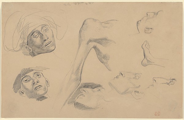 Head, Shoulder, and Foot, Studies for "Scenes from the Chios Massacres"