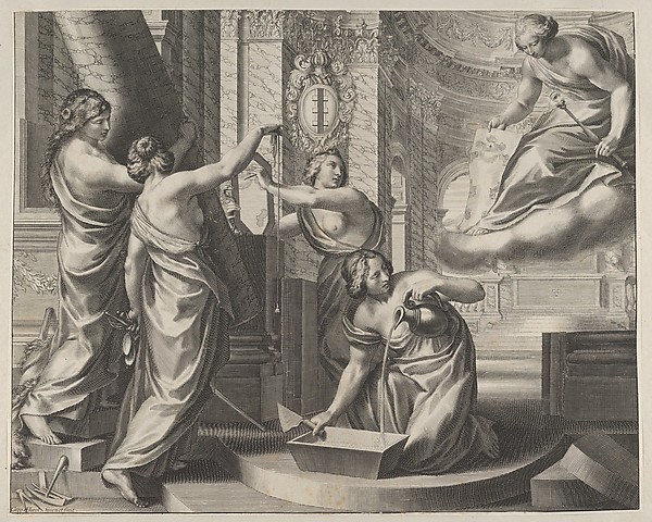 Allegorial Composition with Figures Working According to an Architectural Plan