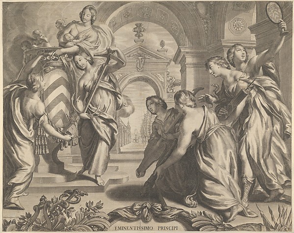 Allegorial Composition with the Coat of Arms of Cardinal Richelieu and Charity