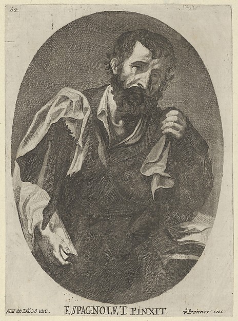 A man, possibly a scholar or philosopher,  from a portfolio of reproductions of the Imperial Gallery of Paintings in Vienna; plate 64 of the series