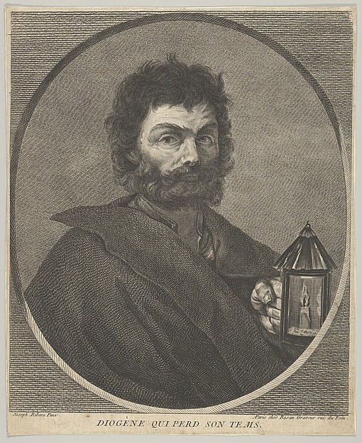 Diogenes, bust-length, and turned to the right, holding a lantern