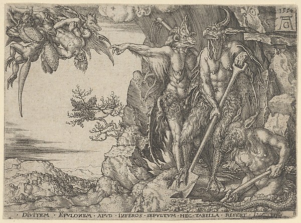 The Rich Man Transported to Hell, from The Parable of the Rich Man and Lazarus, from "The Parable of the Rich Man and Lazarus" by Heinrich Aldegrever