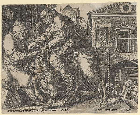 Copy of The Good Samaritan Paying the Innkeeper for the Care of the Wounded Man by Heinrich Aldegrever