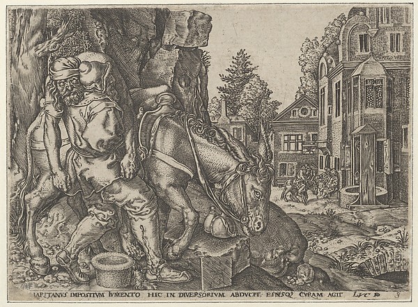 Copy of The Good Samaritan Putting the Traveller on His Donkey, from The Parable of the Good Samaritan by Anonymous