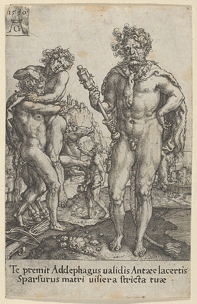Hercules Squeezing Antaeus to Death, from The Labors of Hercules