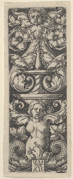 Vertical Panel with a Candelabrum Containing a Child's Head and a Woman with Two Fish Tails