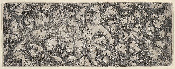Horizontal Panel with Child Holding Tendrils Growing from Center