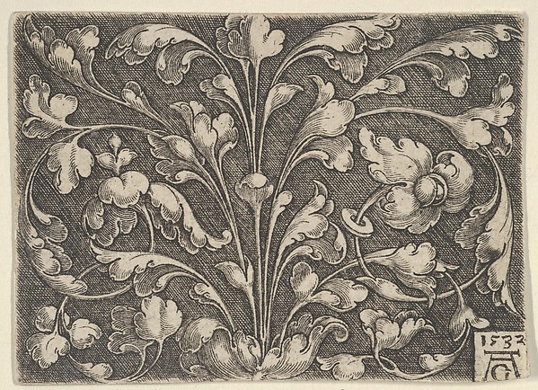Horizontal Panel with Tendrils Rising from Center