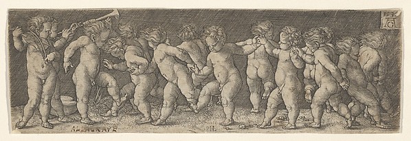 Fifteen Nude Children Dancing