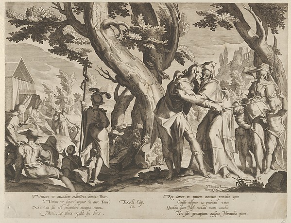 The Meeting of Moses and Jethro, plate 1 from "Thronus Justitiae, tredecim pulcherrimus tabulis..." by Willem van Swanenburg