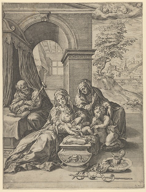 The Holy Family with Saint Anne and the young Saint John the Baptist by Cherubino Alberti (Zaccaria Mattia)