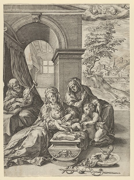 The Holy Family with Saint Anne and the young Saint John the Baptist by Cherubino Alberti (Zaccaria Mattia)