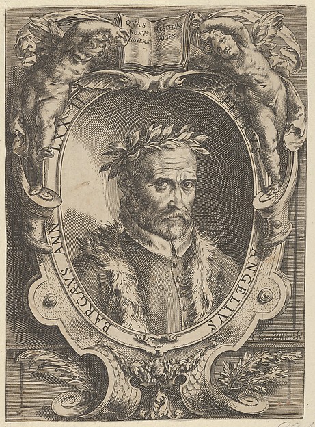 Portrait of Pietro Angela da Barga, bust-length and in a decorative border