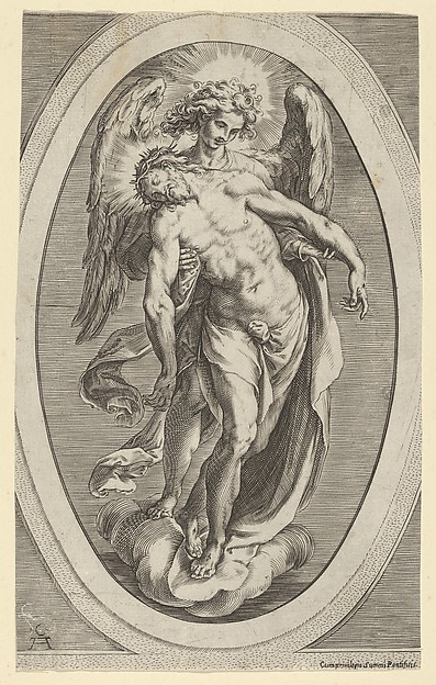 Christ supported by an angel standing on a cloud by Cherubino Alberti (Zaccaria Mattia)