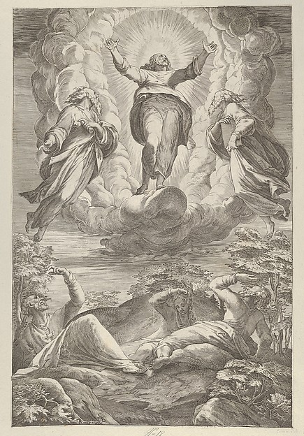 The Transfiguration with Christ flanked by two saints and with the Apostles below by Cherubino Alberti (Zaccaria Mattia)