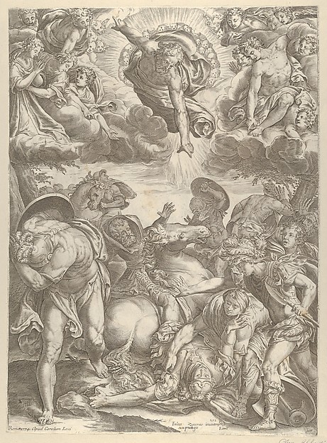 The Conversion of Saint Paul with God the Father and Angels above by Cherubino Alberti (Zaccaria Mattia)