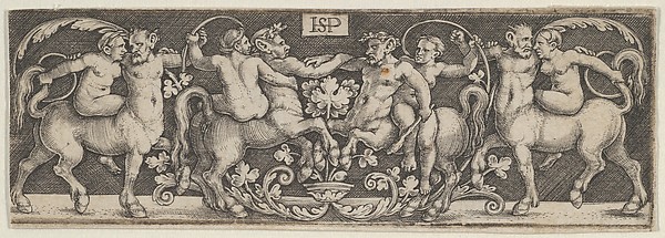Frieze with Centaurs Fighting at Center with Human Riders by Sebald Beham, The Metropolitan Museum of Art