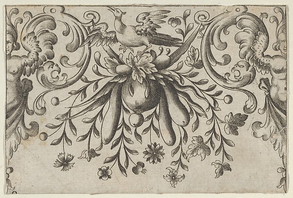 Design for Silverwork with Garlands, Birds, and Grotesque Motifs