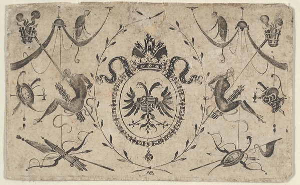 Blackwork Design for Goldsmithwork with the Coat of Arms of a Bishop