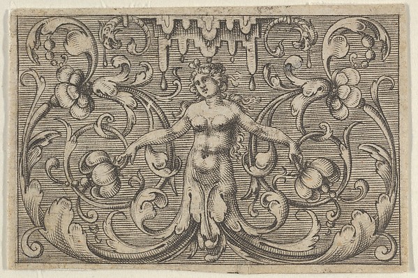 Horizontal Panel with a Female Figure with Leaves as Legs, from Varii Generis Opera Aurifabris Necessaria