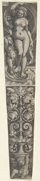 Dagger Sheath with Venus and Cupid, and a Candelabrum Supported by Cupid Below