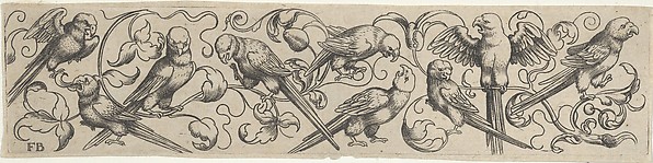 Frieze with Nine Birds Perched on a Vine