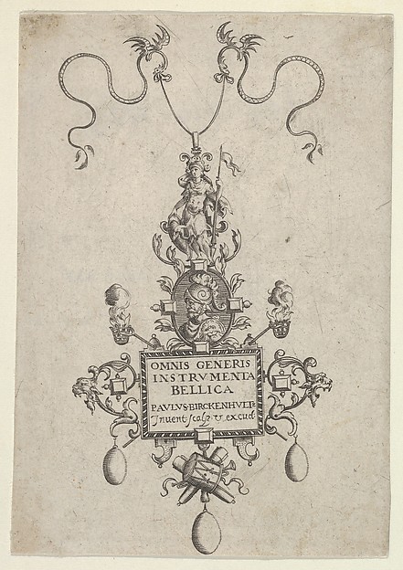 Title Page with Design for a Pendant from Omnis Generis Instrumenta Bellica