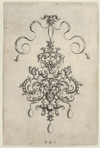 Vertical Panel with Design for a Pendant, from Ars His Myronis Nobilis Effingitus Pagellulis