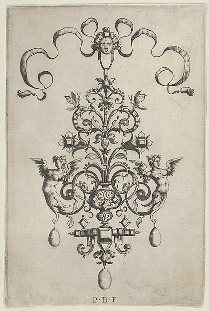 Vertical Panel with Design for a Pendant, from Ars His Myronis Nobilis Effingitus Pagellulis