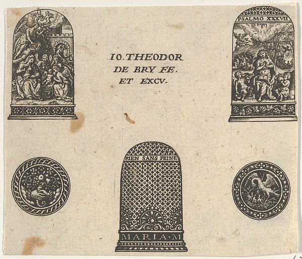 Horizontal Panel with Three Thimble Designs and Two Medallions