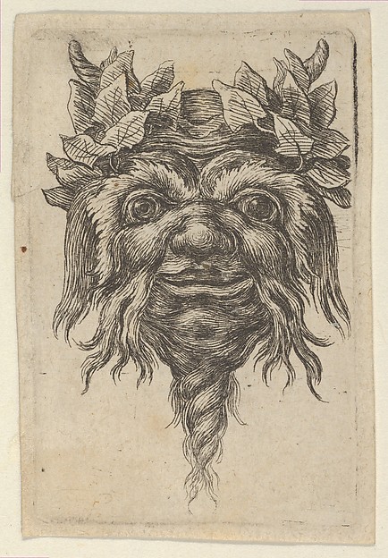 Satyr Mask with a Spiral-Shaped Beard and Ivy Grouped Around Each Horn, from Divers Masques