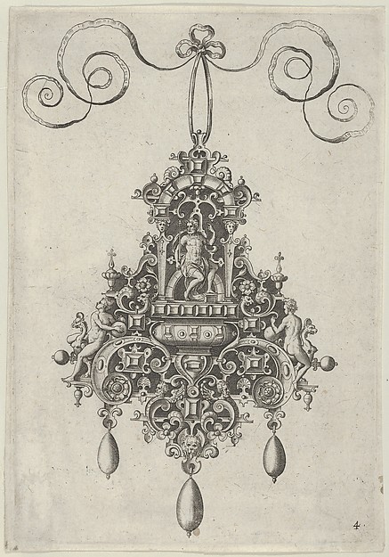 Pendant Design with Mars Seated Beneath an Arch