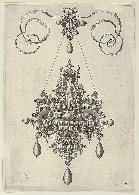 Pendant Design with Winged Victory Holding a Laurel Wreath