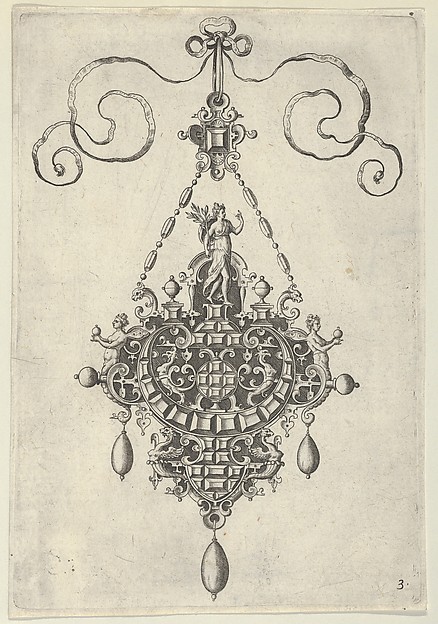 Pendant Design with Pax Standing Before an Arch