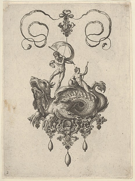 Pendant Design with a Sea Monster Ridden by Thetis and a Man with a Sail